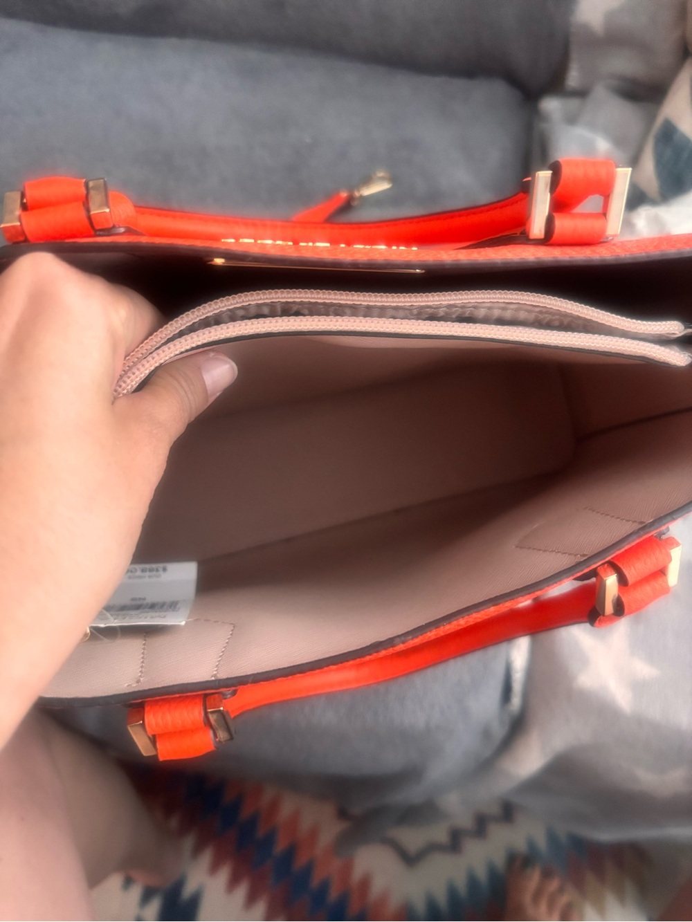 Gorgeous Michael Kors Bright Orange Leather Satchel with Detachable Strap - Picture 7 of 9